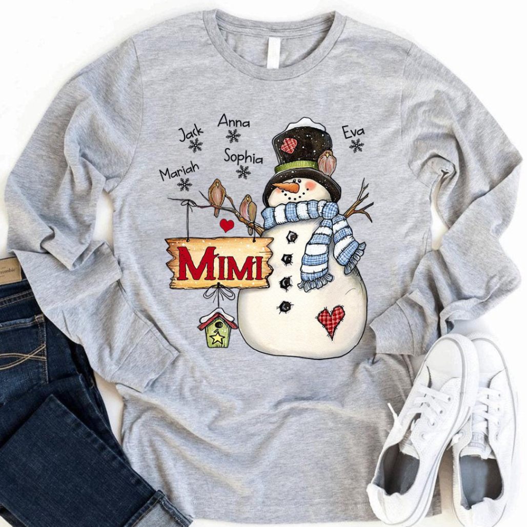 Personalized Long Sleeve Mimi - Snowman Gift Unisex T-shirt Hoodie Plus Size S-5xl