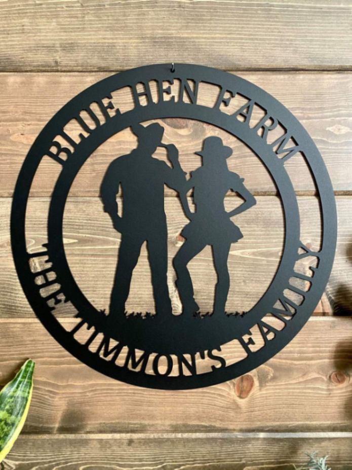 Personalized Cowboy And Cowgirl Sign, Cut Metal Sign, Metal Wall Art, Metal House Sign