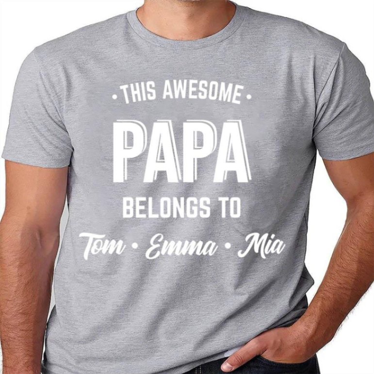 Personalized Name T-shirt This Awesome Papa Belong To Grandkid’s Gift Unisex T-shirt Hoodie Plus Size S-5xl