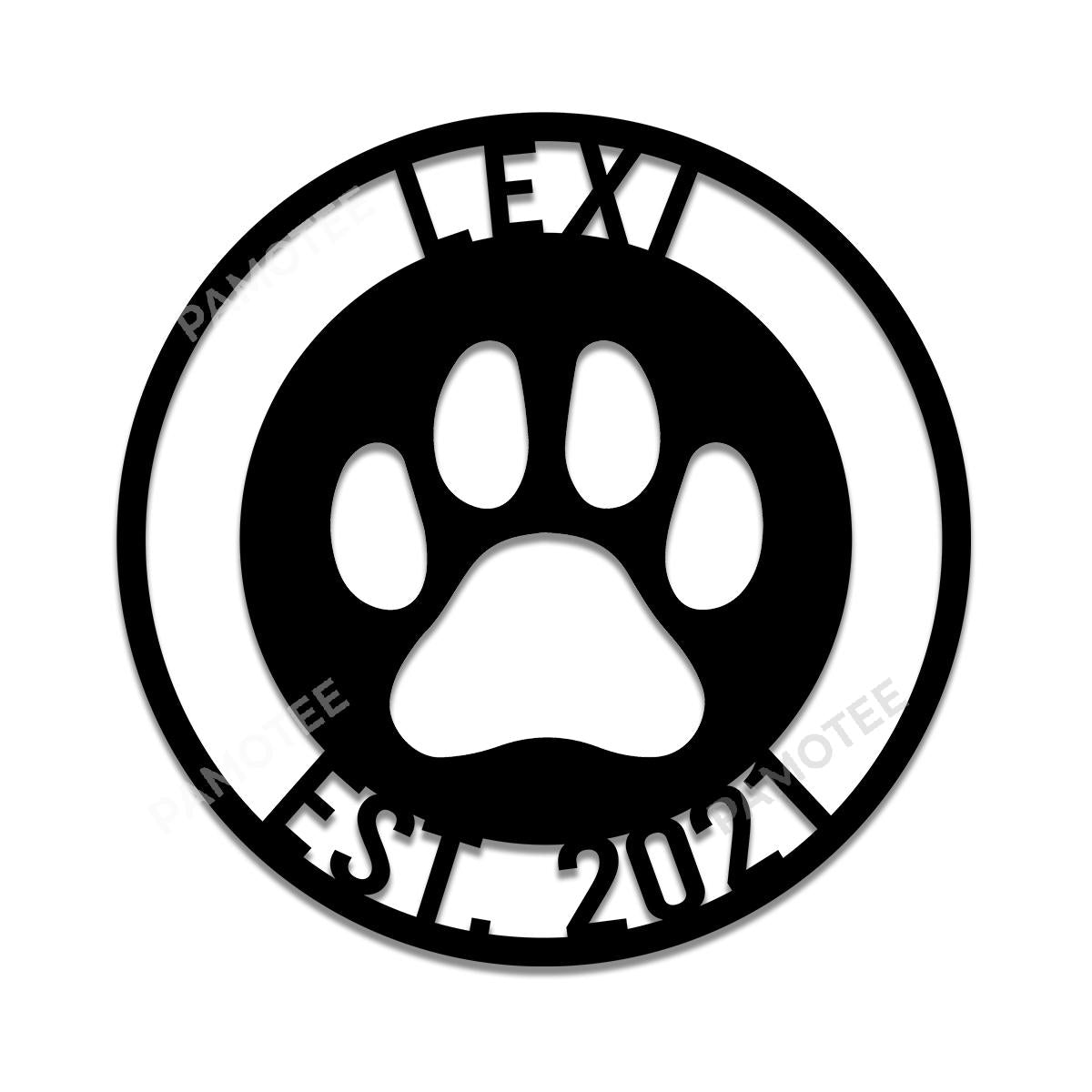Personalized Dog Paw Metal Sign, Custom Dog Name & Year Wall Art, Size Choice Pamotee