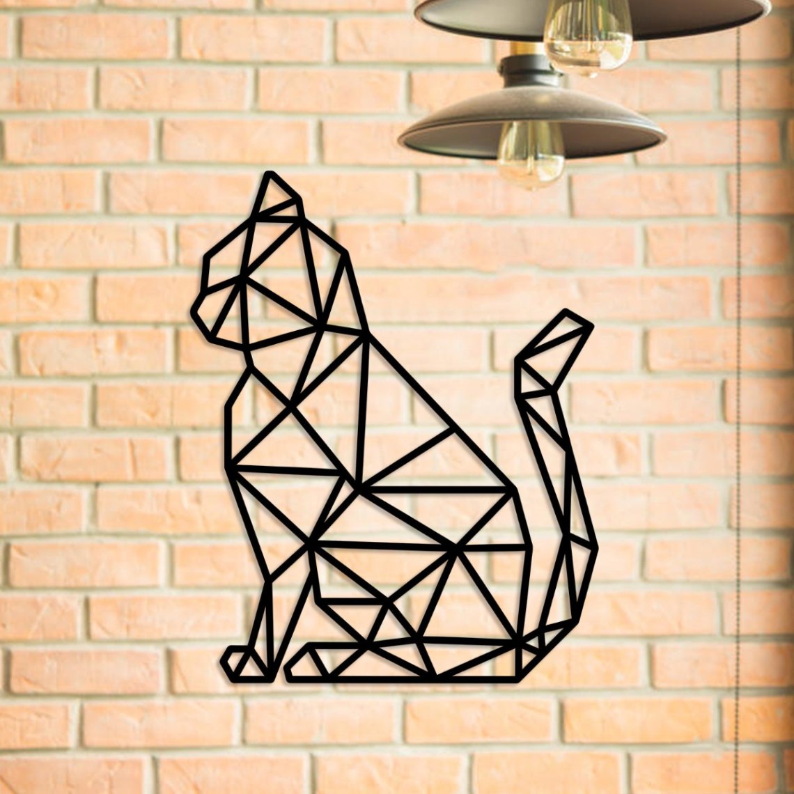 Geometric Sitting Cat Metal Sign, Pet Wall Decoration
