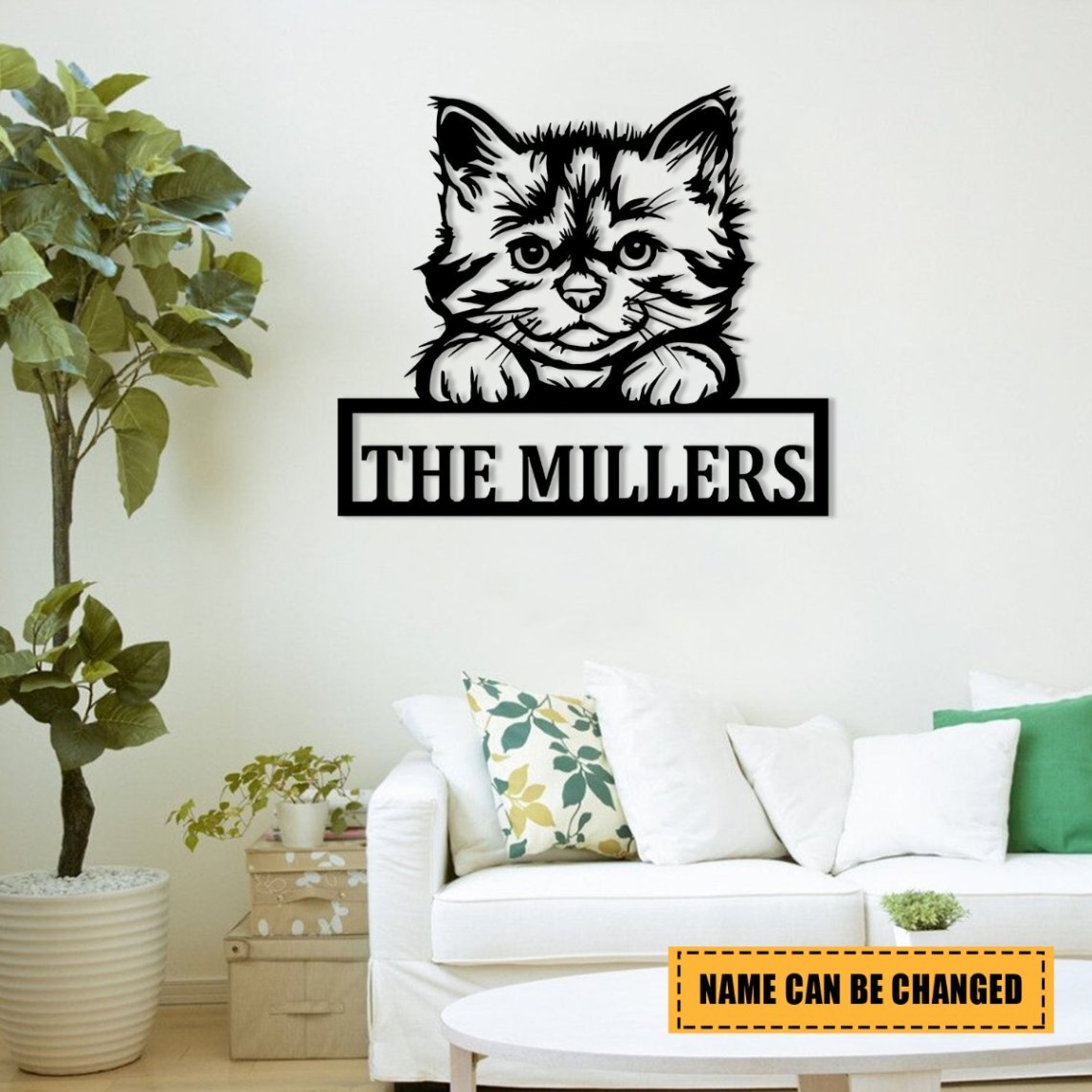 Personalized Kitty Cat Metal Sign, Custom Pet Housewarming Wall Decor