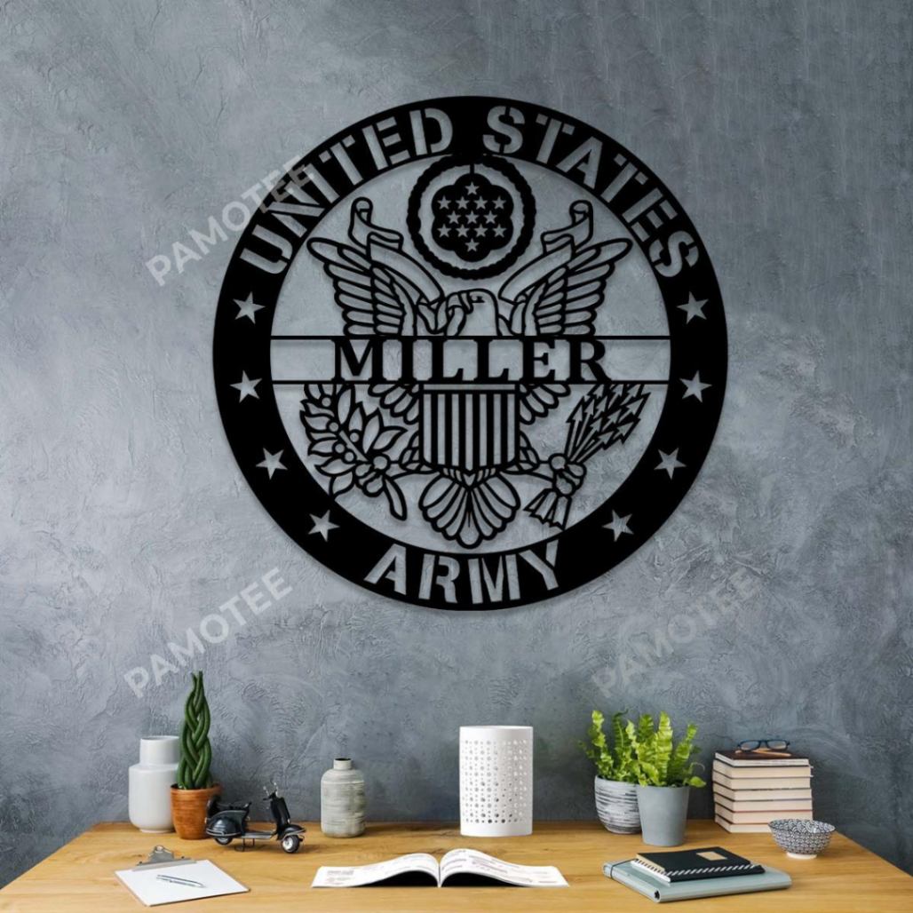 Us Army Navy Great Seal Custom Name Metal Sign, Military Wall Art For Veterans, Proud Soldiers