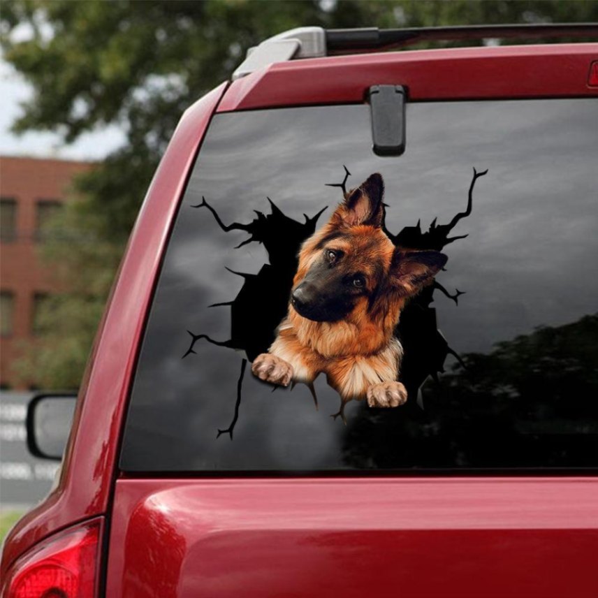 German Shepherd Crack Car Stickers Dogs Lover Window Vinyl Car Decals  Stickers For Cars