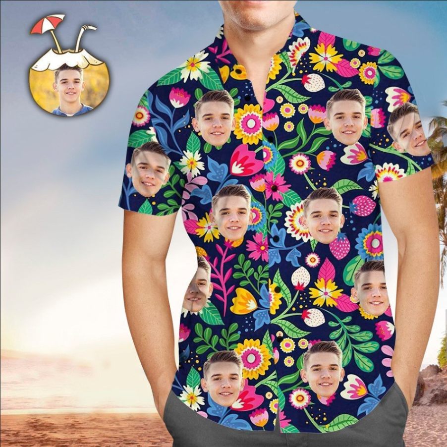Custom Face Shirt, Custom Face Hawaiian Shirt For Custom Face Lovers, Hawaii Shirt Men, Aloha Shirt, Tropical Sleeve Summer All Size