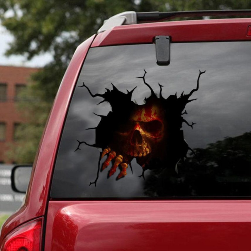 Skull Crack Car Stickers Window Vinyl Car Decals  Stickers For Cars