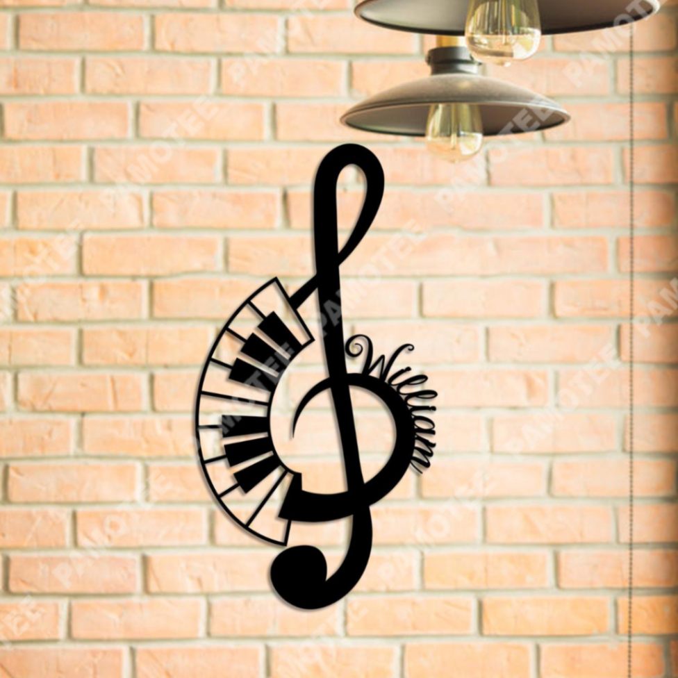 G-clef Piano Decorative Design Custom Metal Artwork, Pianist Wall Sign Decor, Large Size Available