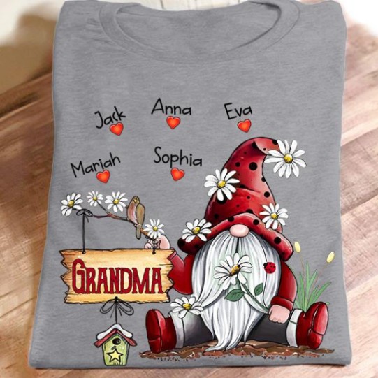 Personalized Name T-shirt Grandma Gnome Gift Unisex T-shirt Hoodie Plus Size S-5xl