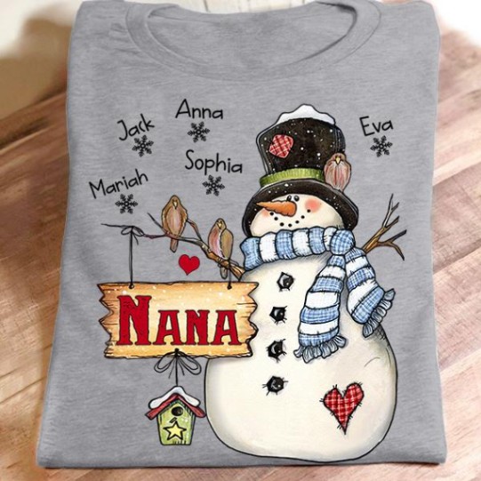 Personalized Name T-shirt Nana - Snowman Gift Unisex T-shirt Hoodie Plus Size S-5xl