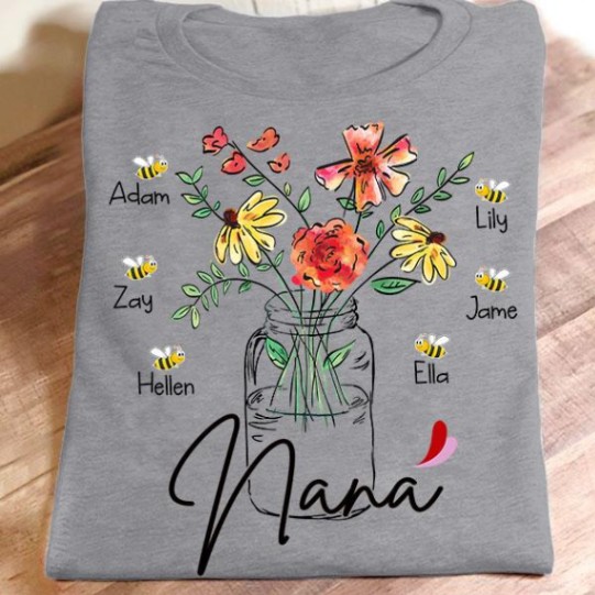 Personalized Name T-shirt Nana - Flower Bottle Art Gift Unisex T-shirt Hoodie Plus Size S-5xl