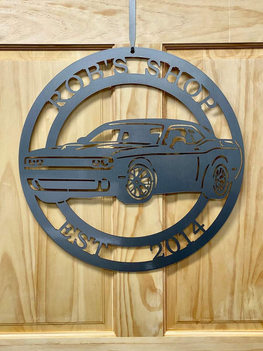 2016 Challenger Sports Car Sign, Cut Metal Sign, Metal Wall Art, Metal House Sign