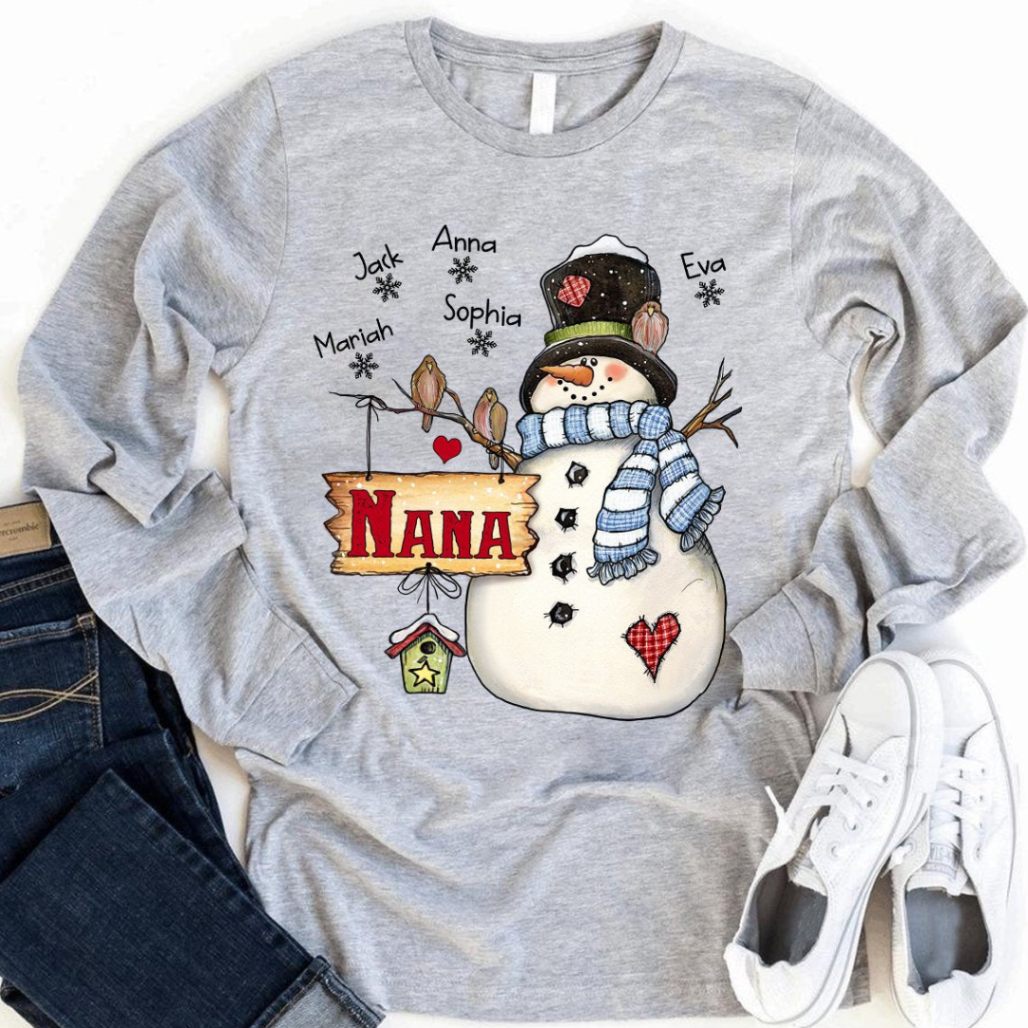 Personalized Long Sleeve Nana - Snowman Gift Unisex T-shirt Hoodie Plus Size S-5xl