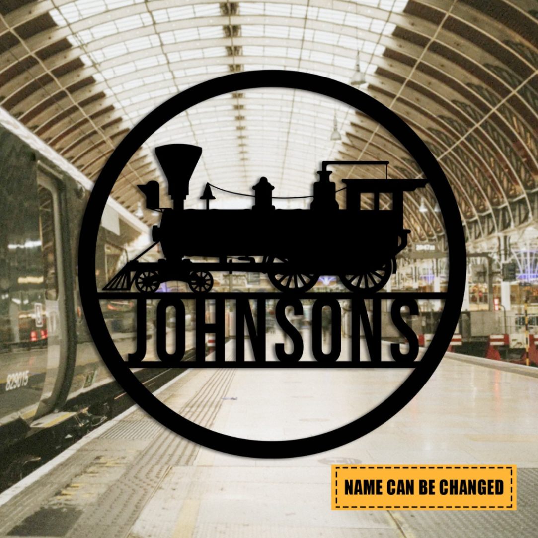 Custom Name Train Metal Art, Railroad Wall Decor Pamotee