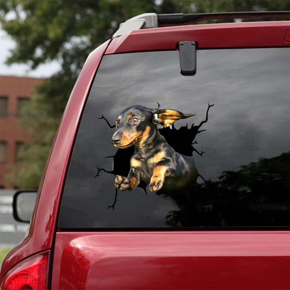 Dachshund Crack Car Stickers Dogs Lover Window Vinyl Car Decals  Stickers For Cars
