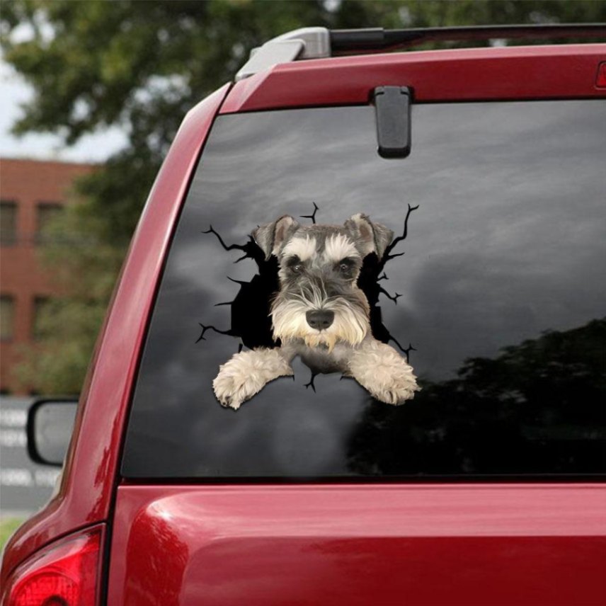 Miniature Schnauzer Crack Car Sticker Dogs Lover Window Vinyl Car Decals  Stickers For Cars