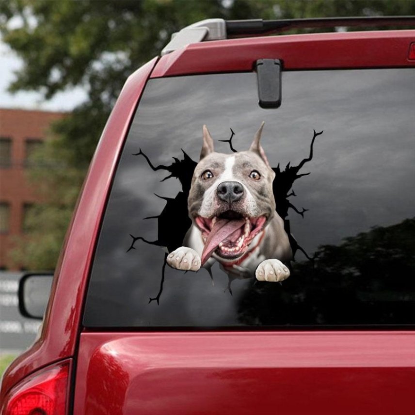 Pitbull Crack Car Stickers Dogs Lover Window Vinyl Car Decals  Stickers For Cars