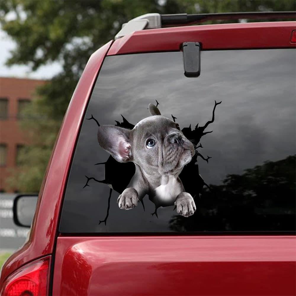 French Bulldog Crack Car Sticker Dogs Lover Window Vinyl Car Decals  Stickers For Cars