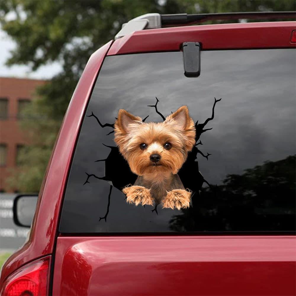 Yorkshire Terrier Crack Car Sticker Dogs Lover Window Vinyl Car Decals  Stickers For Cars