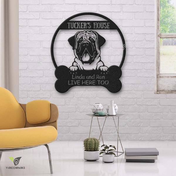 Bullmastiff Dog Lovers Personalized Metal Sign Dogs House Cut Metal Sign