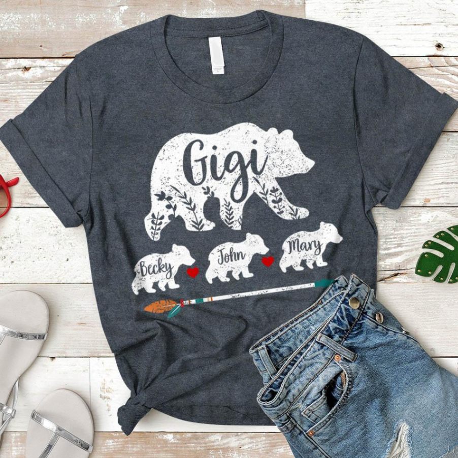 Personalized Nickname & Grandkids Names Shirt - Gigi Bear Shirt Unisex T-shirt Hoode Plus Size S-5xl