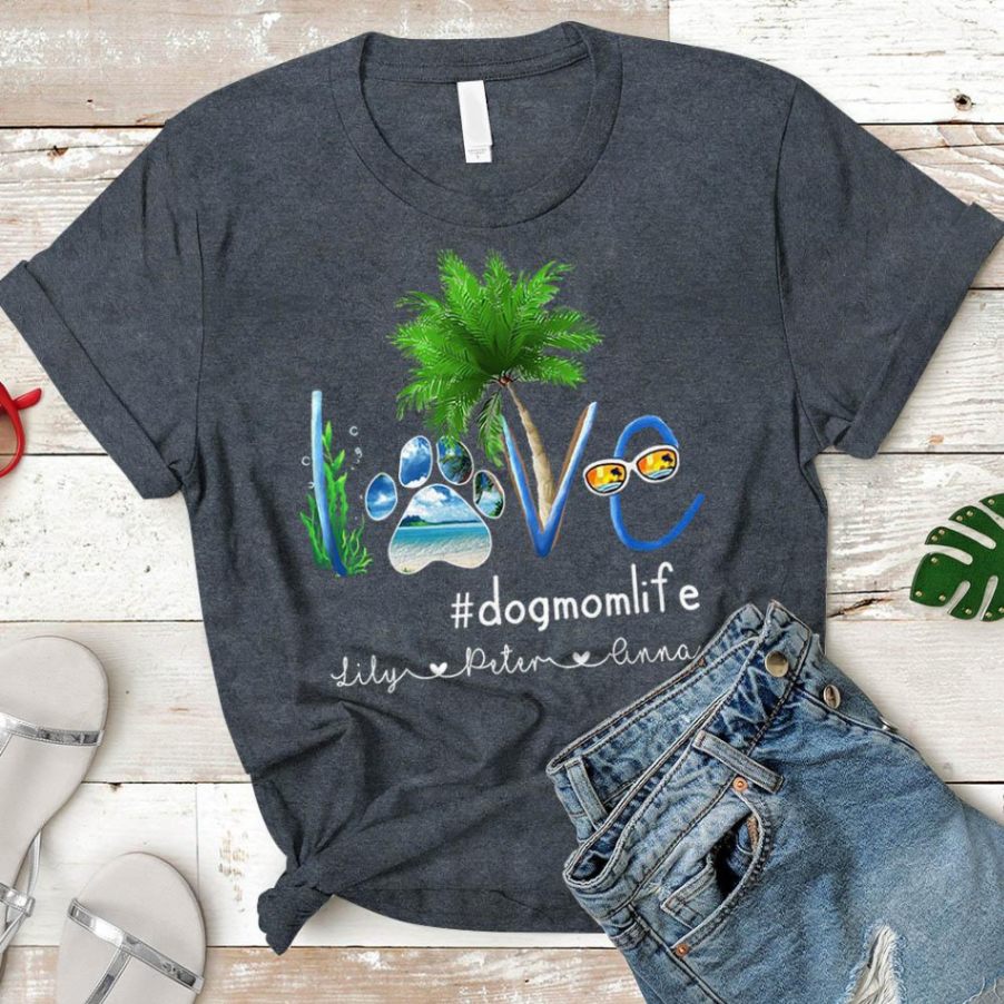 Dog Mom – Summer Sea – Personalized Dog’s Names T-shirt Unisex T-shirt Hoode Plus Size S-5xl