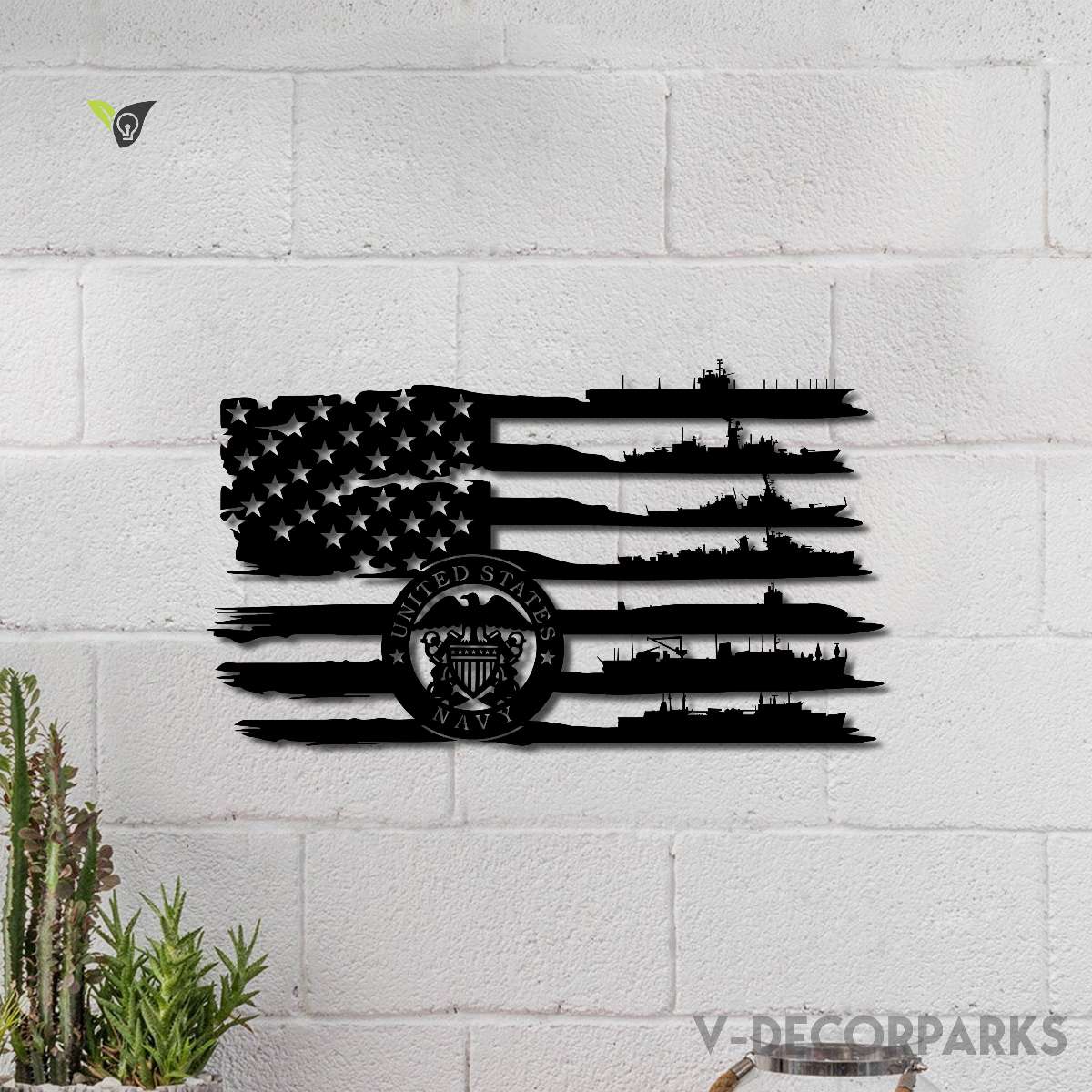 Us Flag Navy Ships Metal Wall Art, Navy Ships American Flag Metal Sign, Cut Metal Sign Wall Decor