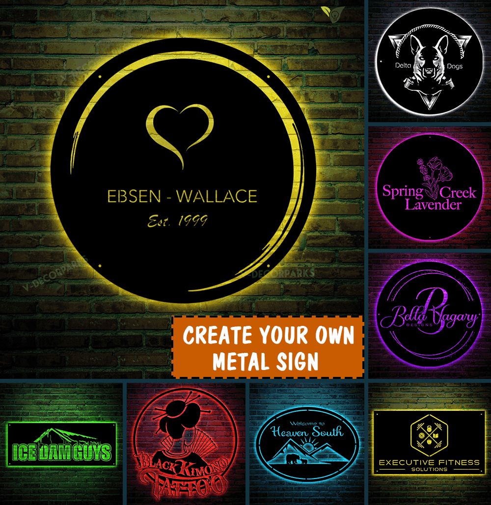 Custom Logo Metal Wall Art With Led Lights, Personalized Logo Art Metal Sign, Custom Company Logo, Metal Office Sign Wall Decor, Shop Door Hanging, Company Gift
