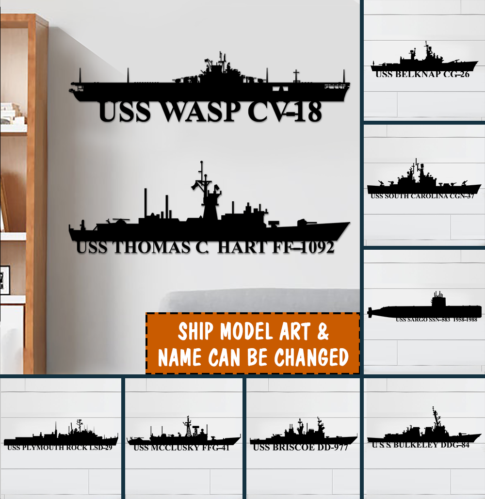 Custom Us Navy Ships Cut Metal Sign, Gift For Navy Veterans, Us Navy Memorabilia Wall Metal Sign
