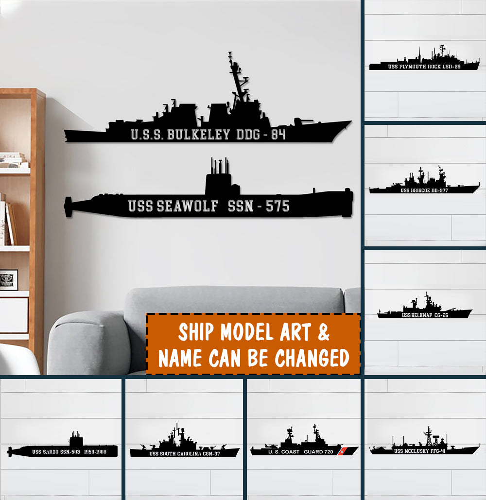 Custom Us Navy, Uscg Ships Cut Metal Sign, Navy Memorabilia Wall Metal Sign