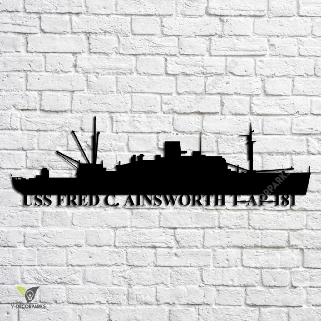 Uss Fred C. Ainsworth T-ap-181 Navy Ship Metal Art, Custom Us Navy Ship ...