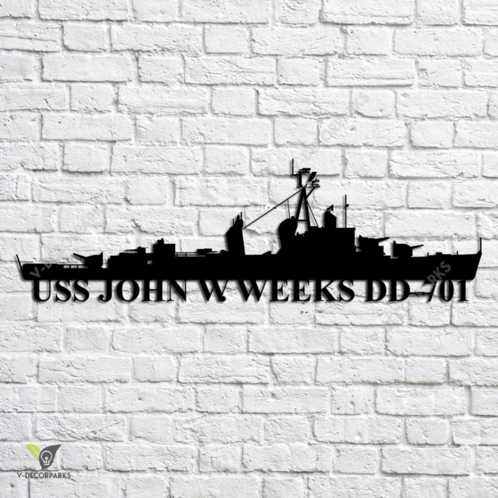 Uss John W. Weeks Dd-701 Navy Ship Metal Art, Custom Us Navy Ship Metal ...