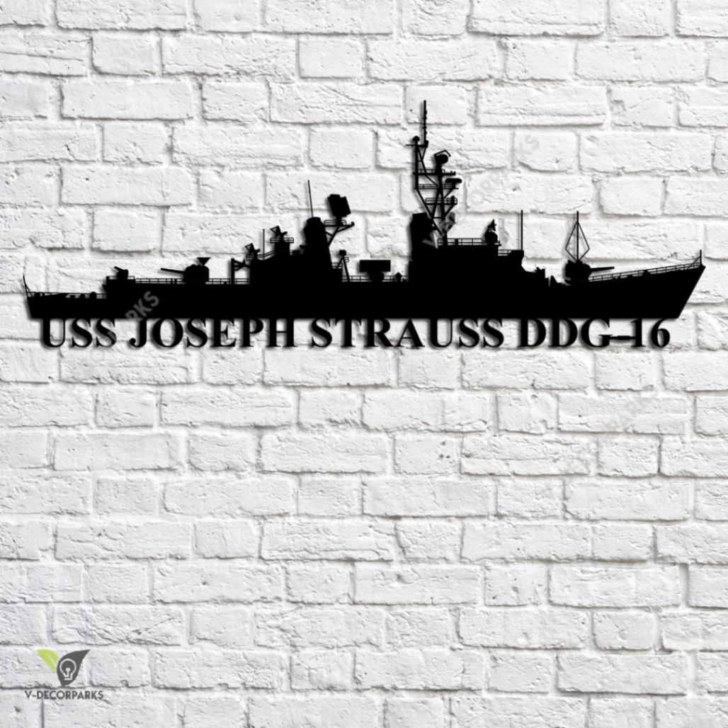 Uss Joseph Strauss Ddg-16 Navy Ship Metal Art, Custom Us Navy Ship ...