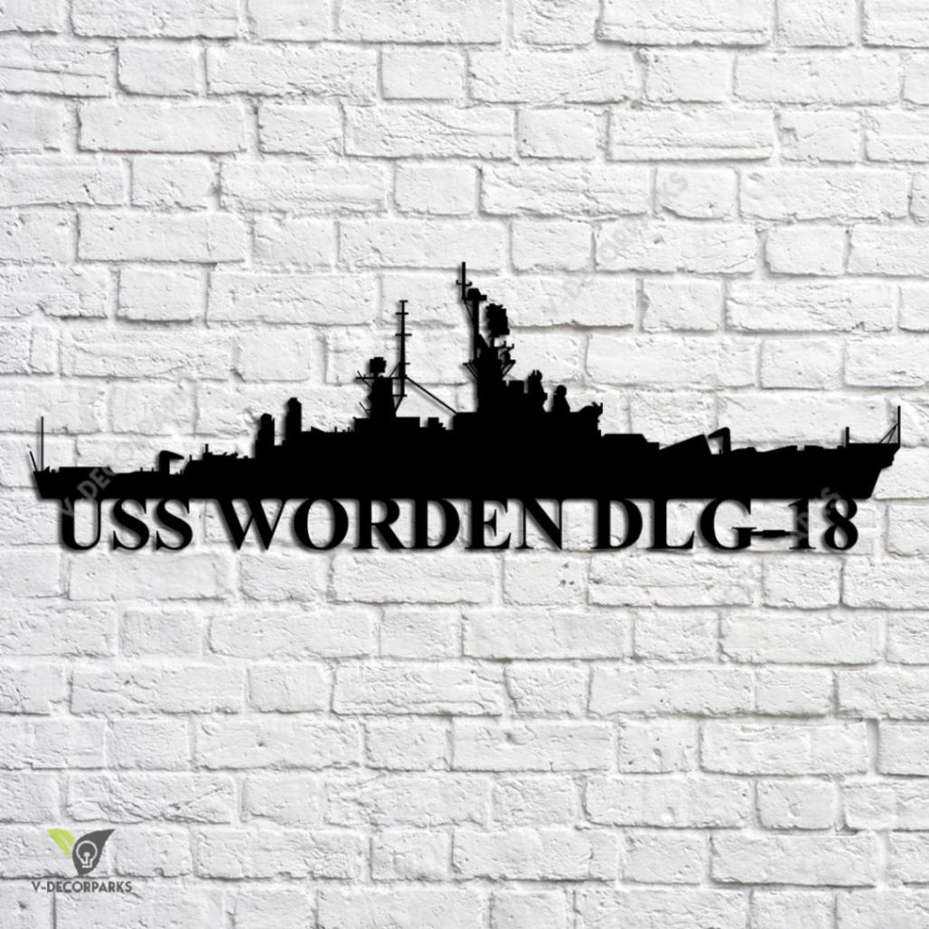 Uss Worden Dlg-18 Navy Ship Metal Art, Navy Ships Silhouette Metal Gift ...