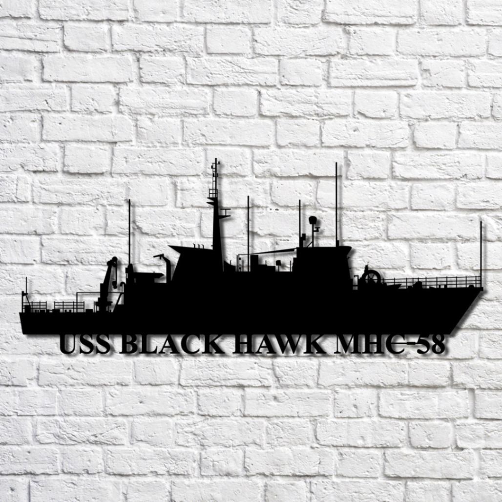 Uss Black Hawk Mhc-58 Navy Ship Metal Art, Custom Us Navy Ship Cut ...