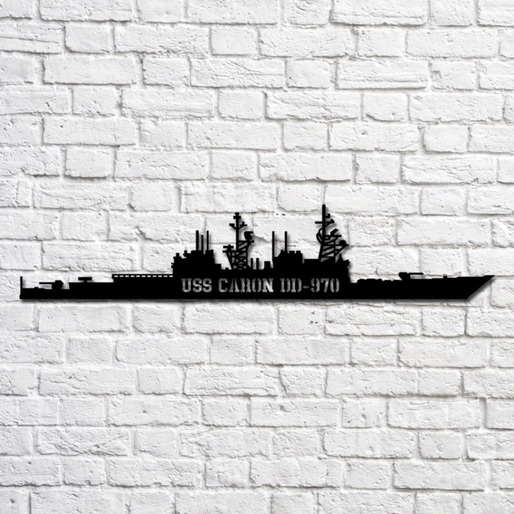 Uss Caron Dd-970 Navy Ship Metal Art, Custom Us Navy Ship Cut Metal Sign, Gift For Navy Veteran, Navy Ships Silhouette Metal Art