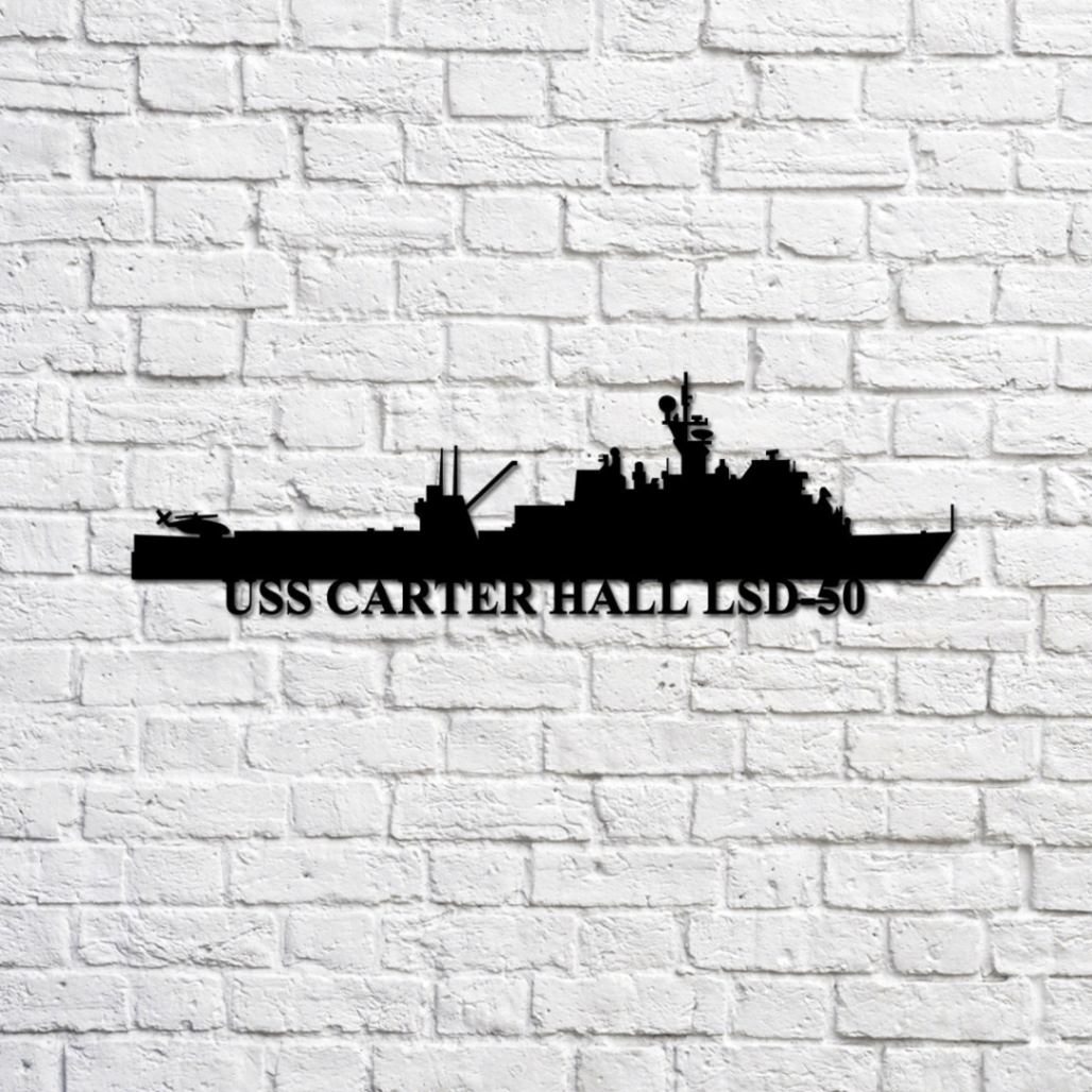 Uss Carter Hall Lsd-50 Silhouette Navy Ship Metal Sign, Memory Wall ...