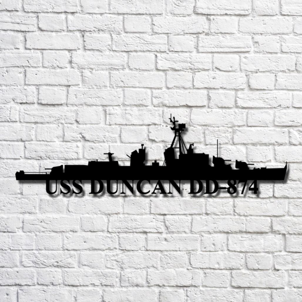 Uss Duncan Dd-874 Navy Ship Metal Art, Custom Us Navy Ship Cut Metal Sign, Gift For Navy Veteran, Navy Ships Silhouette Metal Art