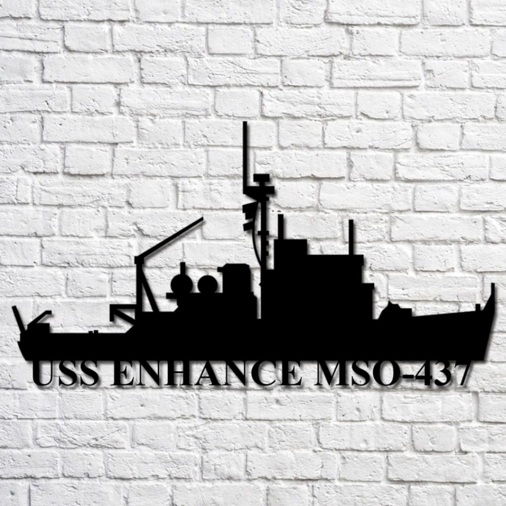 Uss Enhance Mso-437 Navy Ship Metal Art, Custom Us Navy Ship Cut Metal 