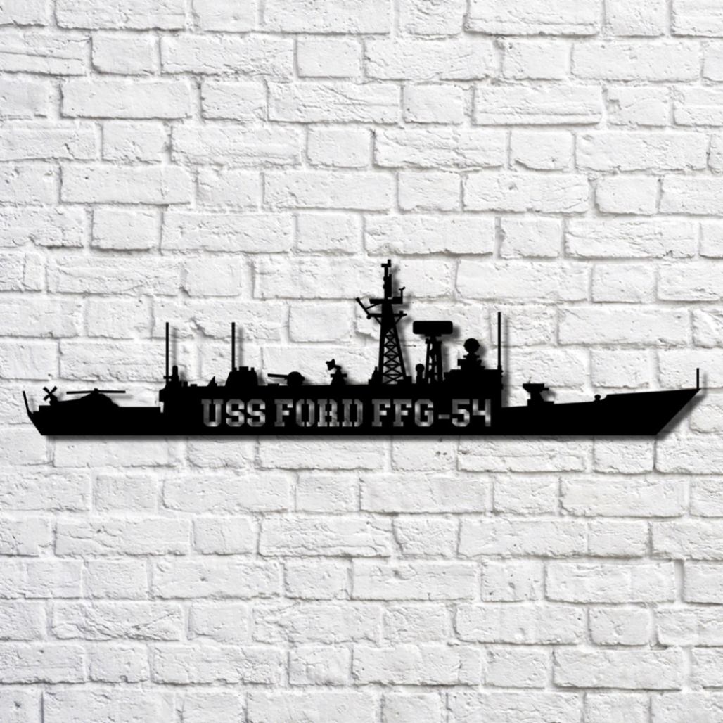 Uss Ford Ffg-54 Navy Ship Metal Art, Custom Us Navy Ship Cut Metal Sign ...