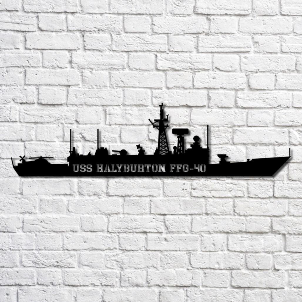 Uss Halyburton Ffg-40 Navy Ship Metal Art, Custom Us Navy Ship Cut ...