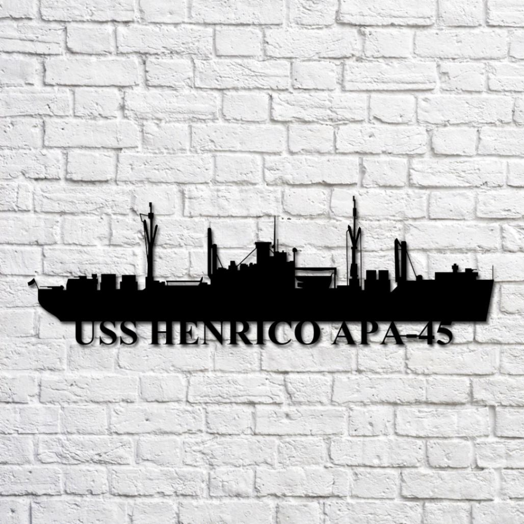 uss-henrico-apa-45-navy-ship-metal-art-custom-us-navy-ship-cut-metal