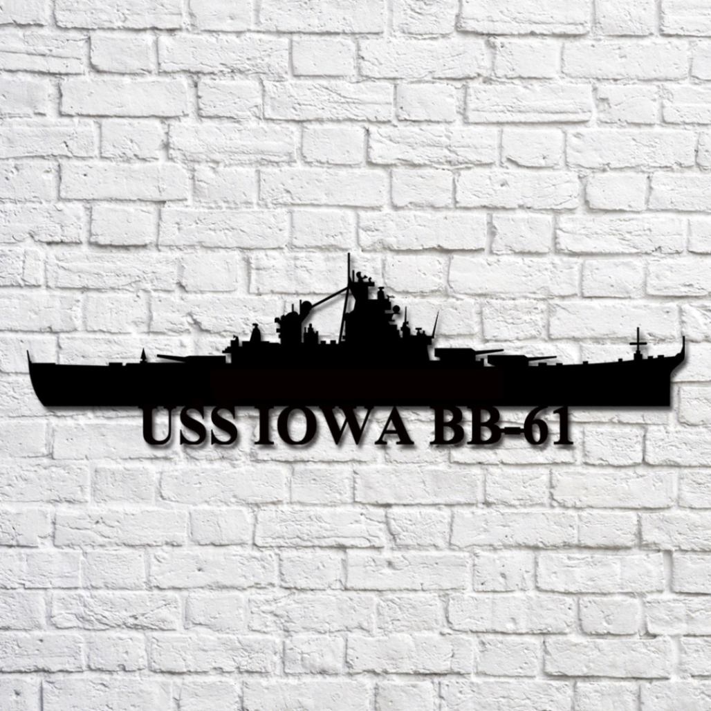 Uss Iowa Bb-61 V2 Navy Ship Metal Art, Custom Us Navy Ship Cut Metal Sign, Gift For Navy Veteran, Navy Ships Silhouette Metal Art