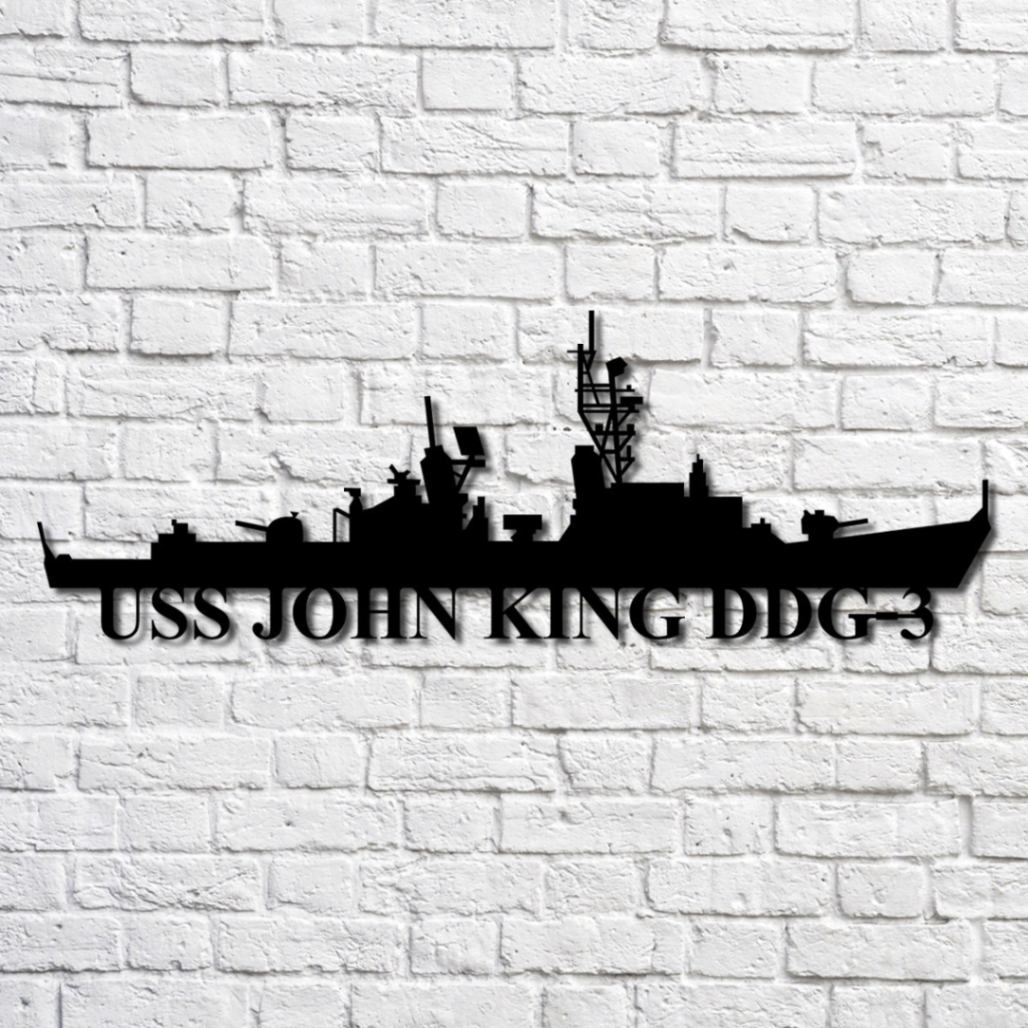 Uss John King Ddg-3 Navy Ship Metal Art, Custom Us Navy Ship Cut Metal