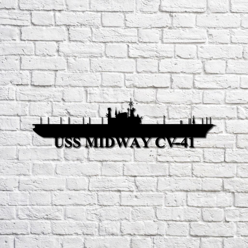 Uss Midway Cv-41 Carrier Navy Ship Metal Sign, Memory Wall Metal Sign ...