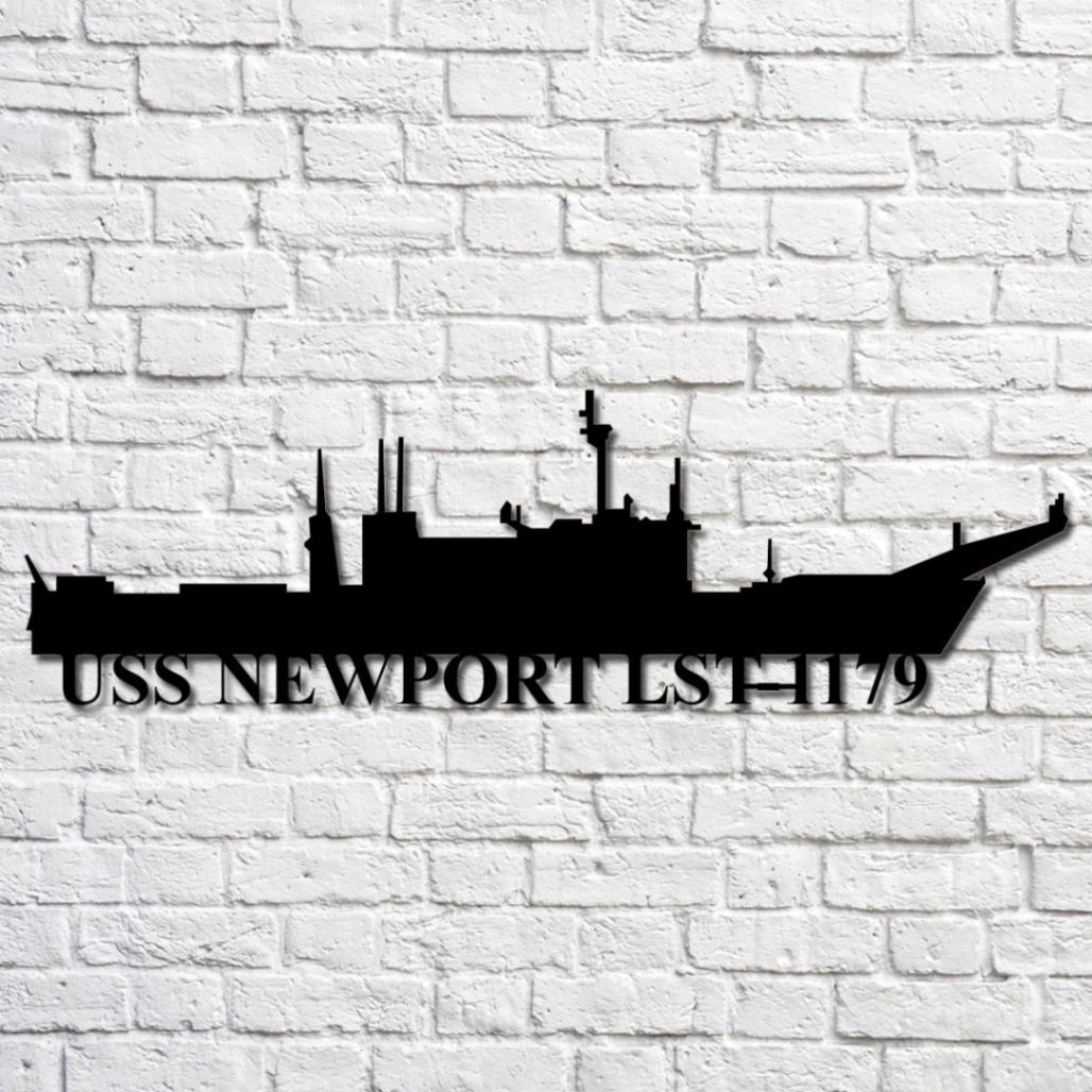 Uss Newport Lst-1179 Navy Ship Metal Art, Gift For Navy Veteran, Navy Ships Silhouette Metal Art, Navy Home Decor