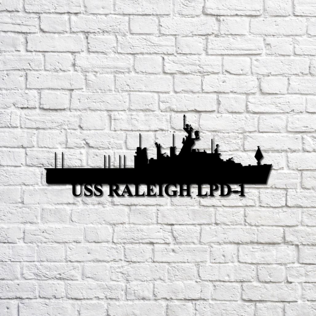 Uss Raleigh Lpd-1 Silhouette Ship Navy Ship Metal Sign, Memory Wall ...