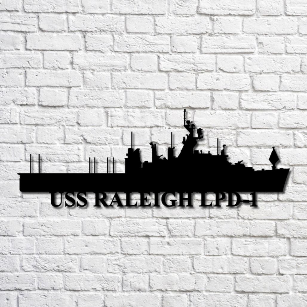 Uss Raleigh Lpd-1 Navy Ship Metal Art, Gift For Navy Veteran, Navy Ships Silhouette Metal Art, Navy Home Decor