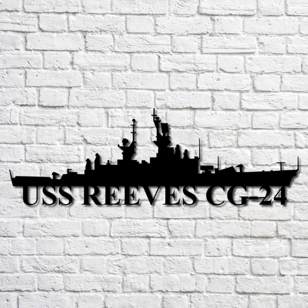 Uss Reeves Cg-24 Navy Ship Metal Art, Gift For Navy Veteran, Navy Ships Silhouette Metal Art, Navy Home Decor