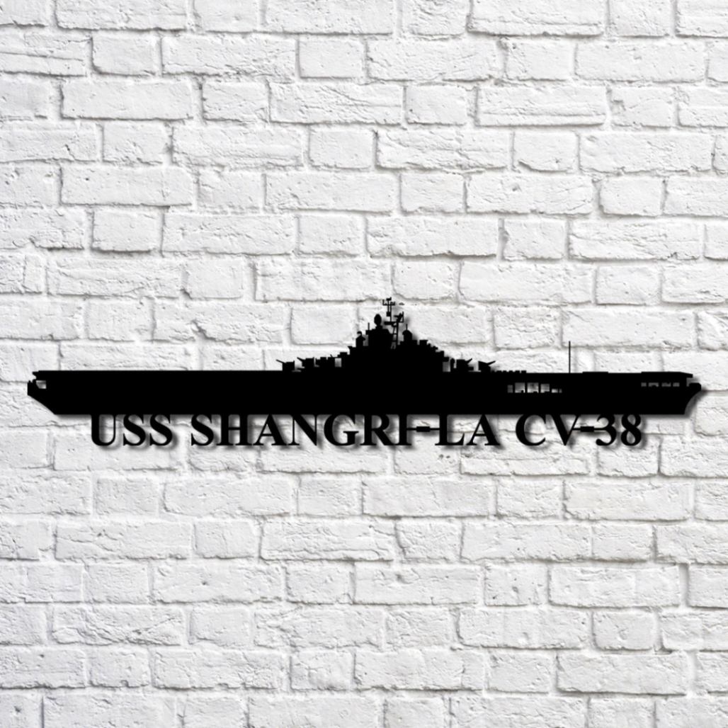 Uss Shangri-la Cv-38 Navy Ship Metal Art, Gift For Navy Veteran, Navy Ships Silhouette Metal Art, Navy Home Decor
