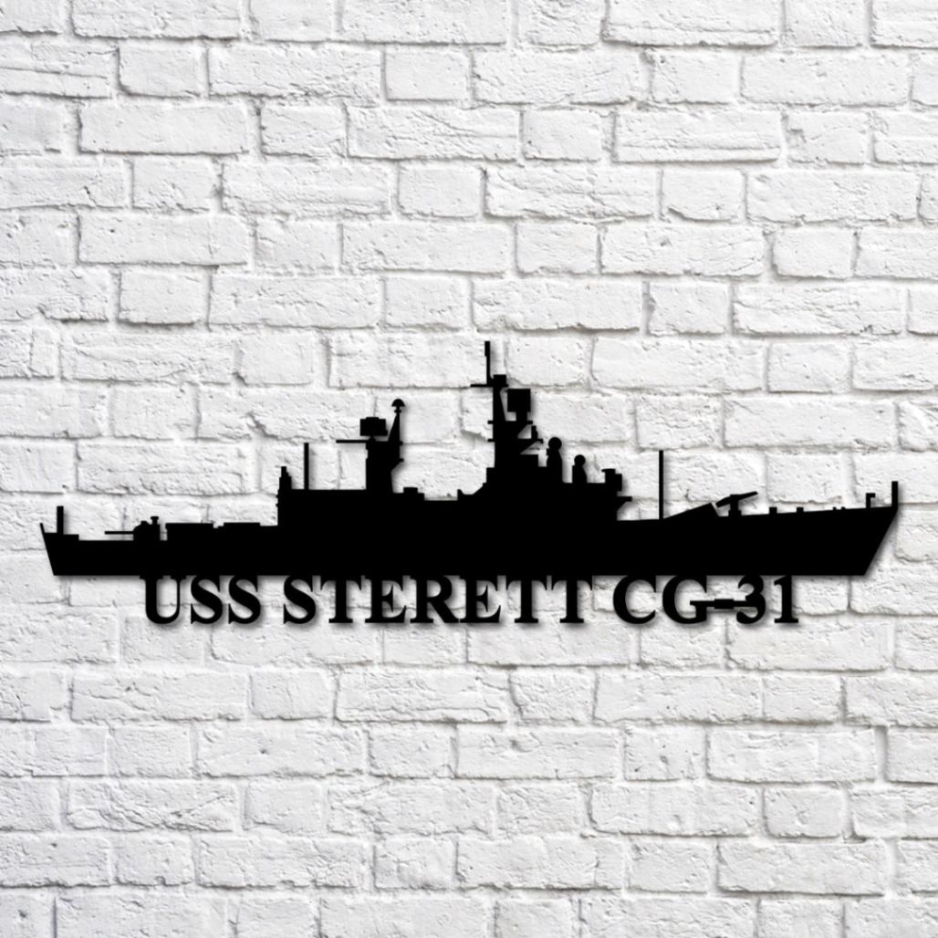 Uss Sterett Cg-31 Navy Ship Metal Art, Gift For Navy Veteran, Navy Ships Silhouette Metal Art, Navy Home Decor